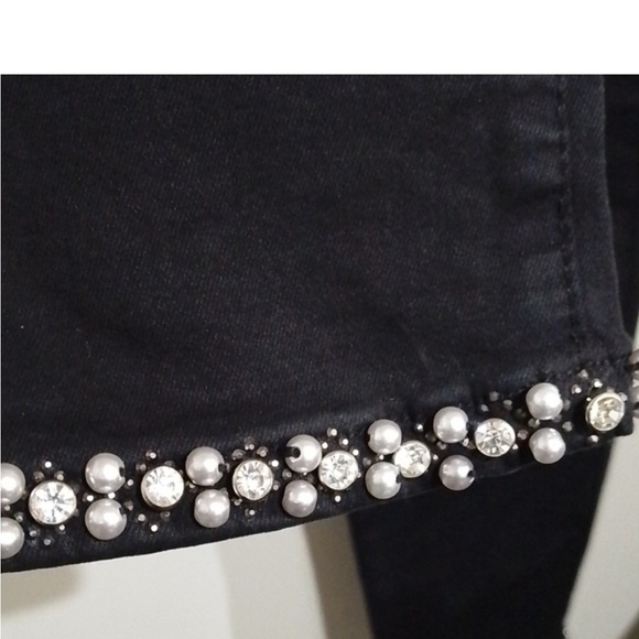 💐Frank Lyman XL black jeans with faux pearl and clear gem ends - Picture 4 of 6